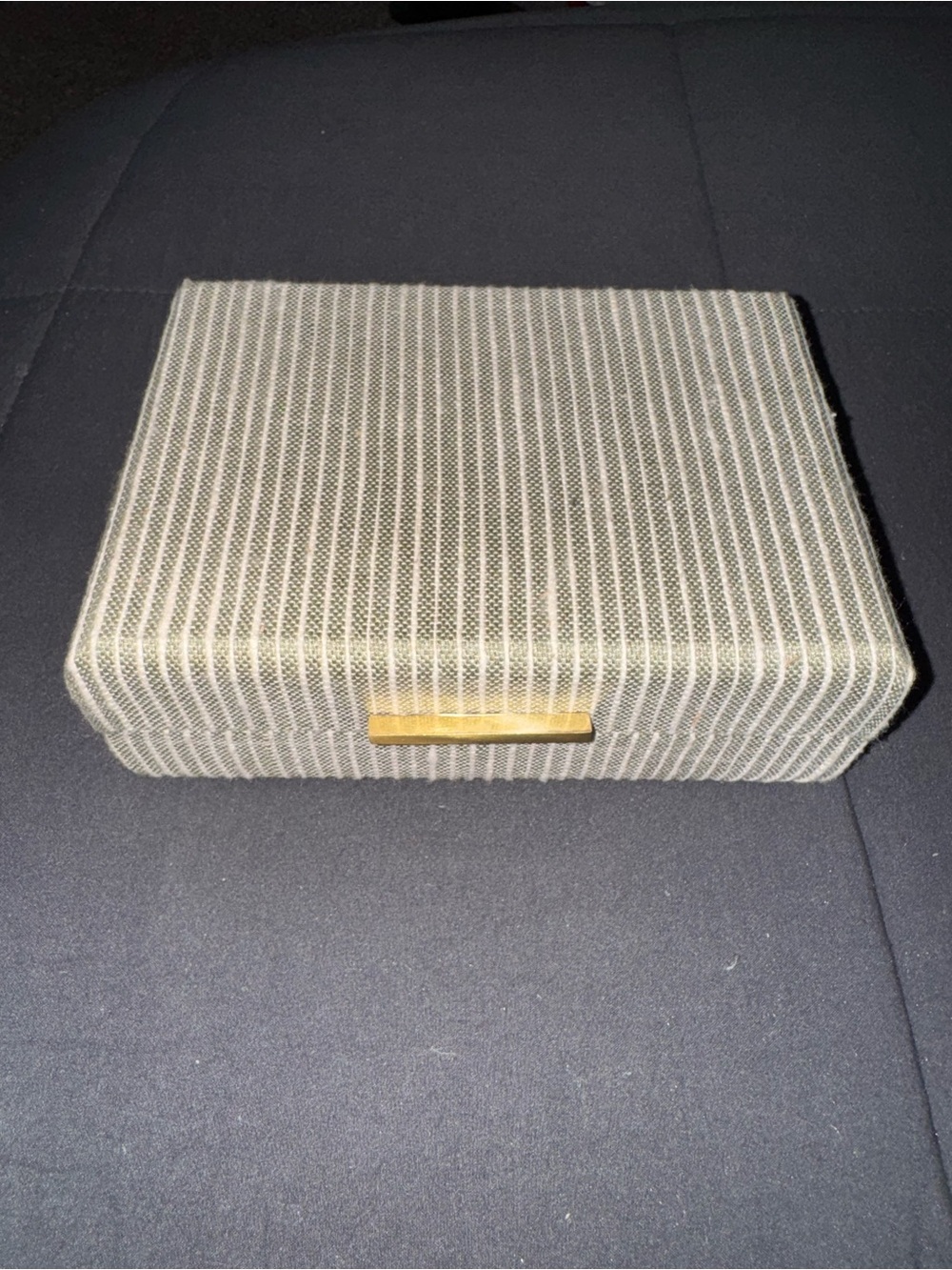 Sage & White Striped Fabric Accessory Box
